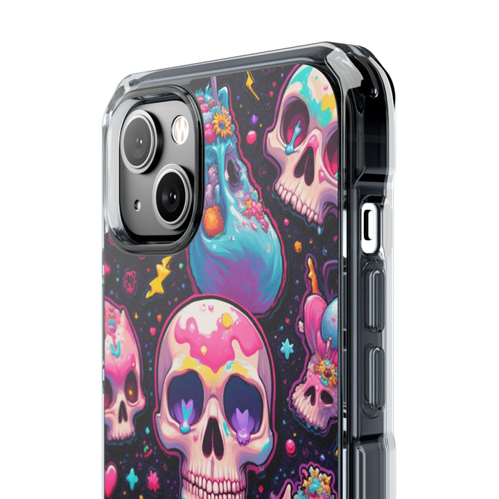 【MagSafe対応】クリアマグネットiPhoneケース｜キャンディギャラクシーKAWAIIスカル