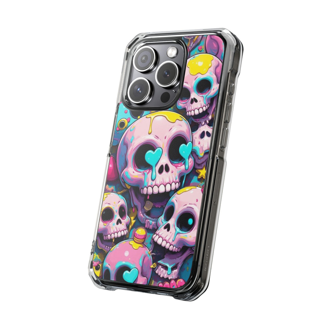 【MagSafe対応】クリアマグネットiPhoneケース｜カラフルKAWAIIスカル
