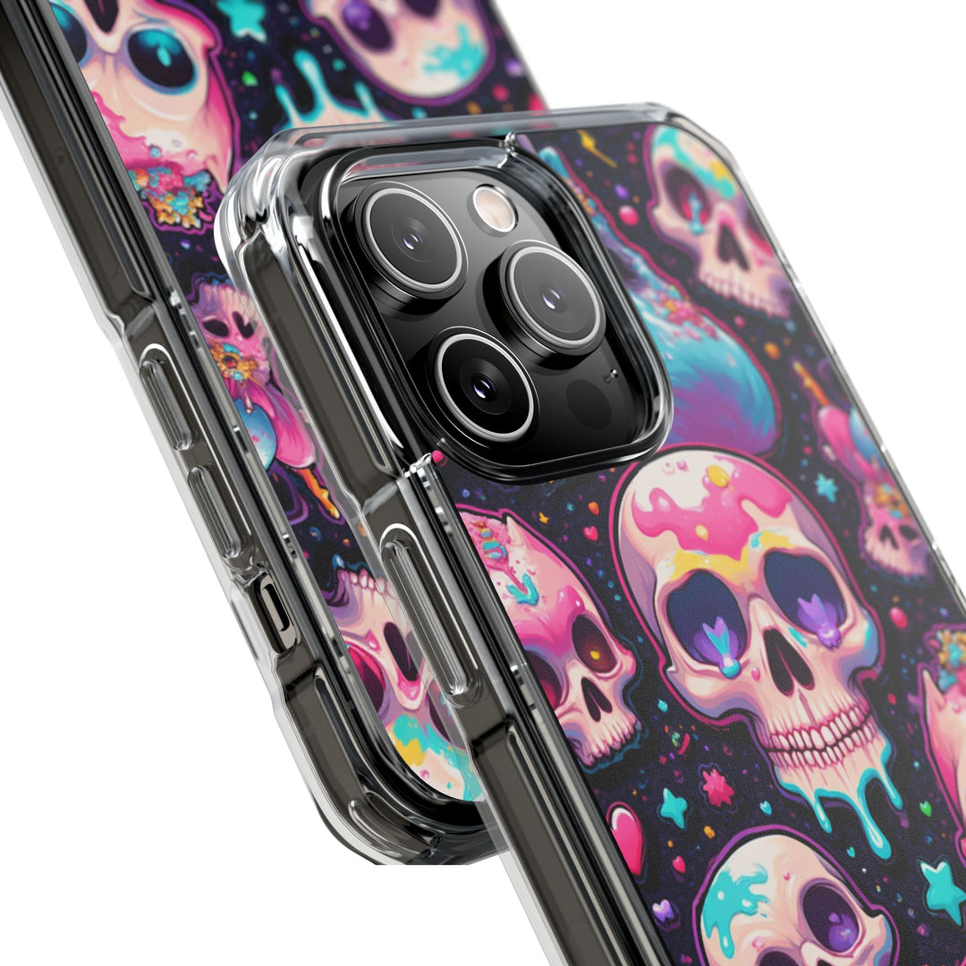 【MagSafe対応】クリアマグネットiPhoneケース｜キャンディギャラクシーKAWAIIスカル