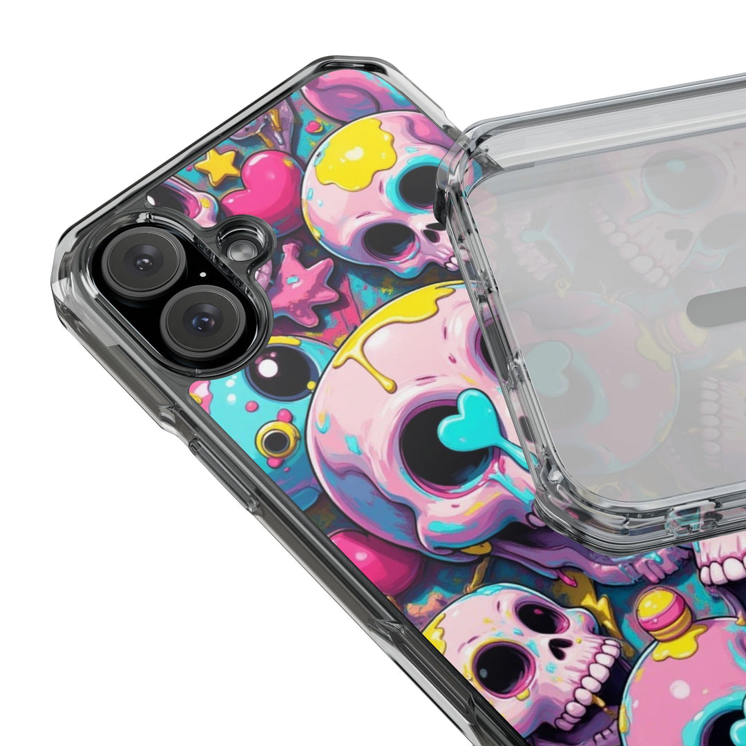 【MagSafe対応】クリアマグネットiPhoneケース｜カラフルKAWAIIスカル