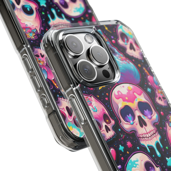 【MagSafe対応】クリアマグネットiPhoneケース｜キャンディギャラクシーKAWAIIスカル