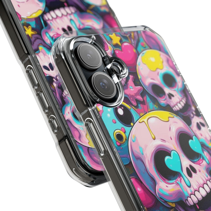 【MagSafe対応】クリアマグネットiPhoneケース｜カラフルKAWAIIスカル