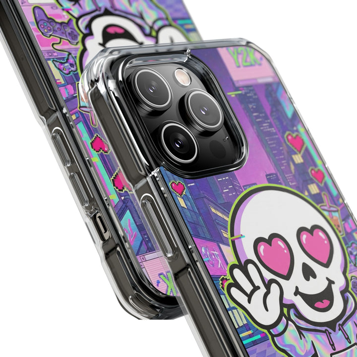 HEARTON 02 – Y2K Vaporwave City クリアマグネットスマホケース（MagSafe対応）