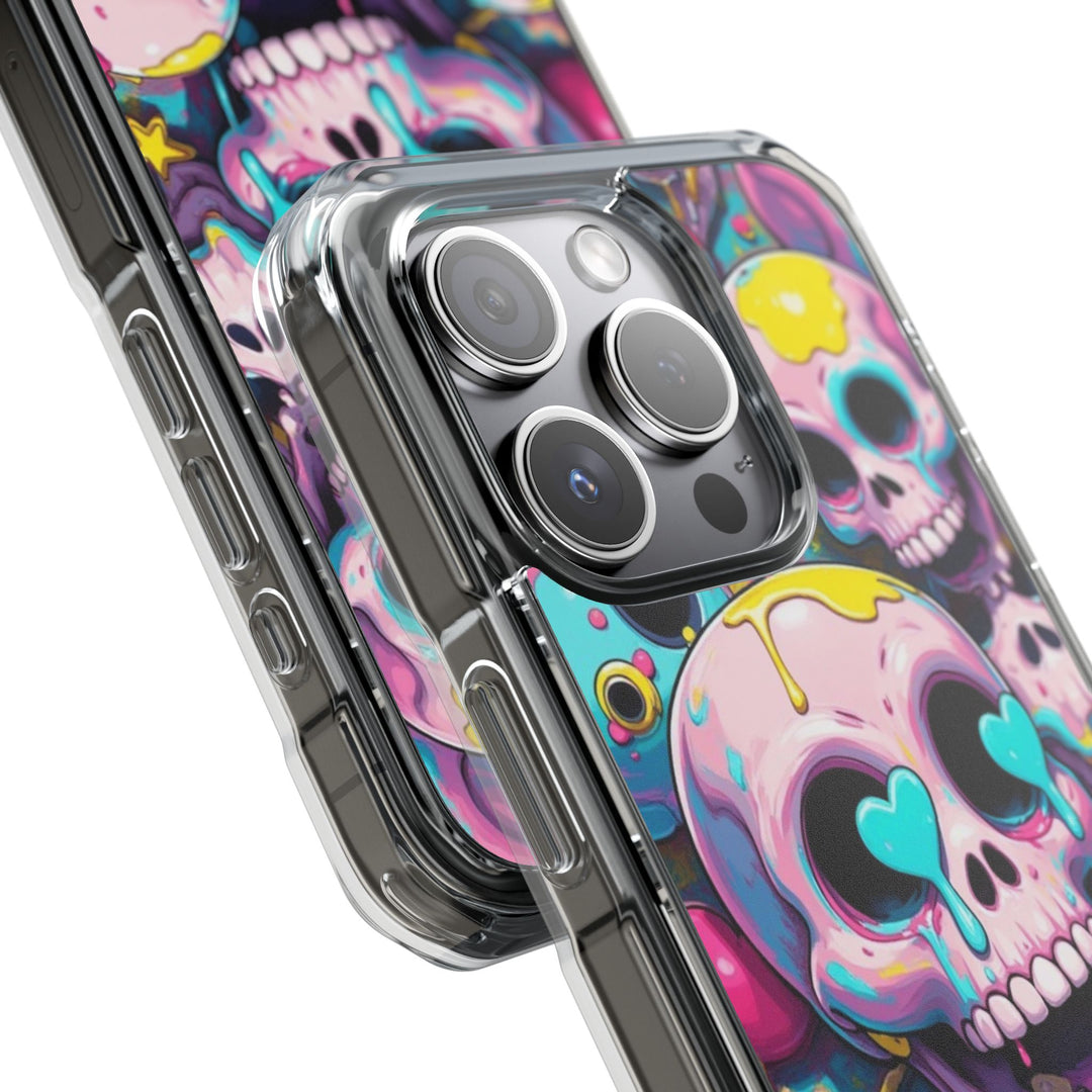 【MagSafe対応】クリアマグネットiPhoneケース｜カラフルKAWAIIスカル