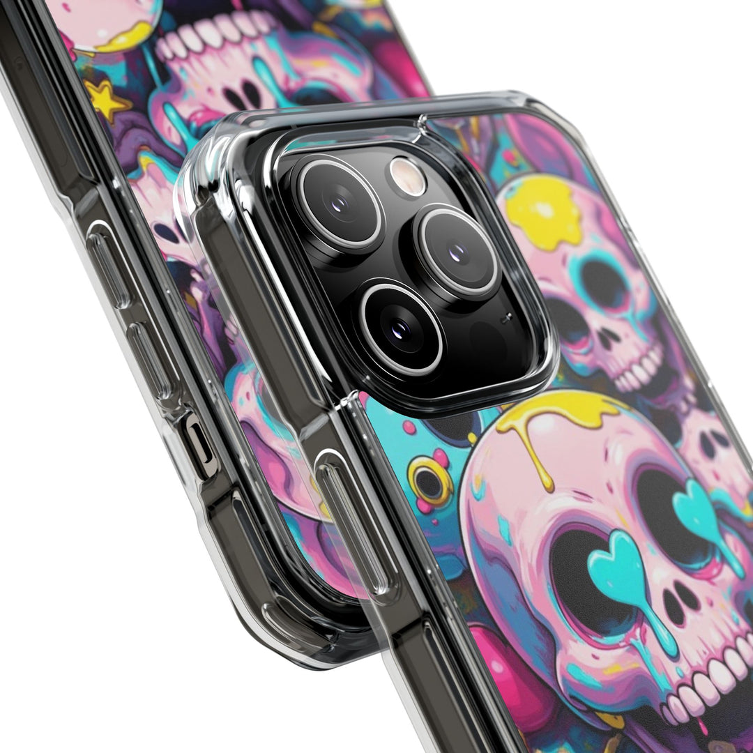 【MagSafe対応】クリアマグネットiPhoneケース｜カラフルKAWAIIスカル