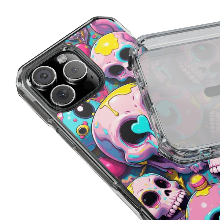 【MagSafe対応】クリアマグネットiPhoneケース｜カラフルKAWAIIスカル