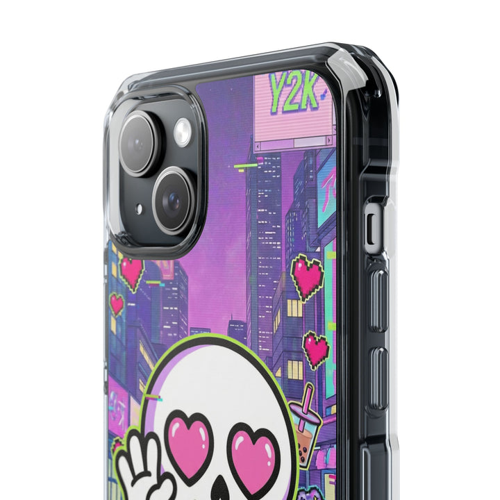 HEARTON 02 – Y2K Vaporwave City クリアマグネットスマホケース（MagSafe対応）