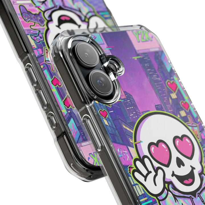 HEARTON 02 – Y2K Vaporwave City クリアマグネットスマホケース（MagSafe対応）