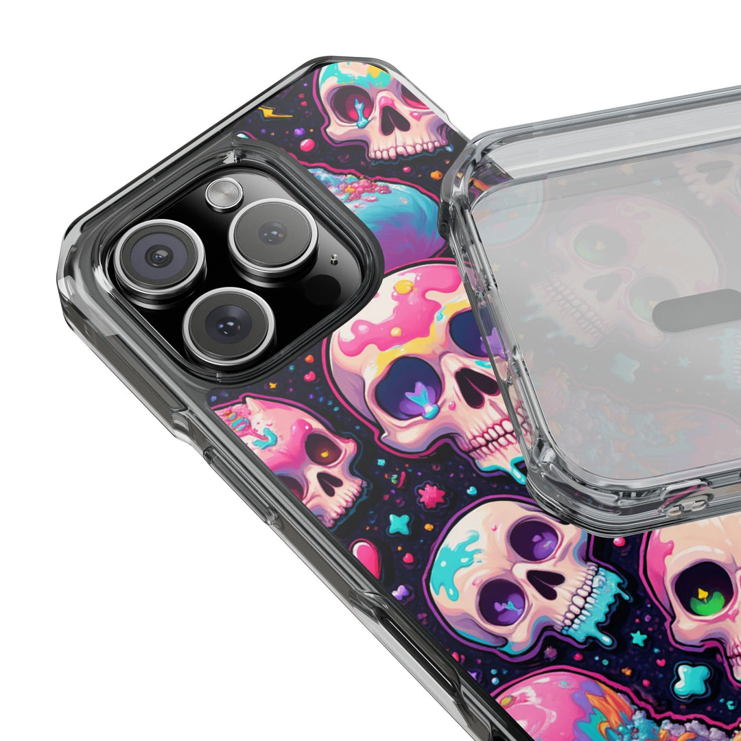 【MagSafe対応】クリアマグネットiPhoneケース｜キャンディギャラクシーKAWAIIスカル