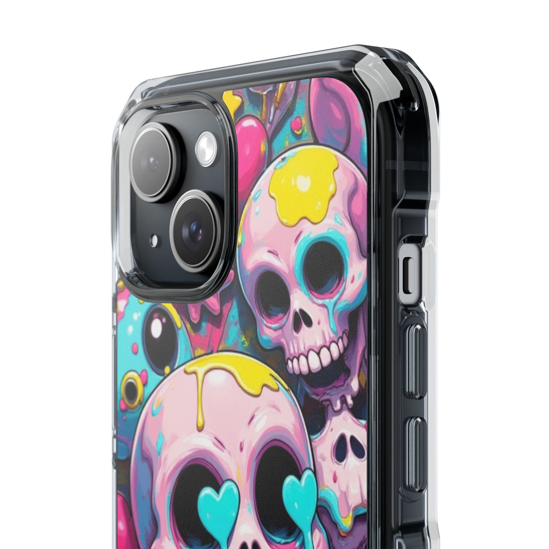 【MagSafe対応】クリアマグネットiPhoneケース｜カラフルKAWAIIスカル