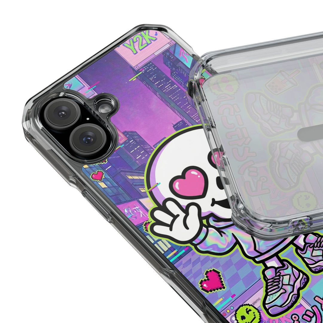 HEARTON 02 – Y2K Vaporwave City クリアマグネットスマホケース（MagSafe対応）