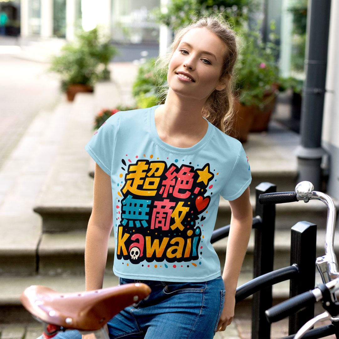 超絶無敵KAWAii 01 CROP TEE-やさしさ最強バージョン-スカイブルー