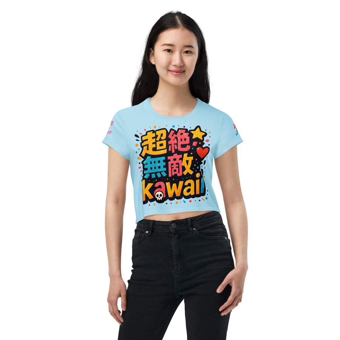 超絶無敵KAWAii 01 CROP TEE-やさしさ最強バージョン-スカイブルー