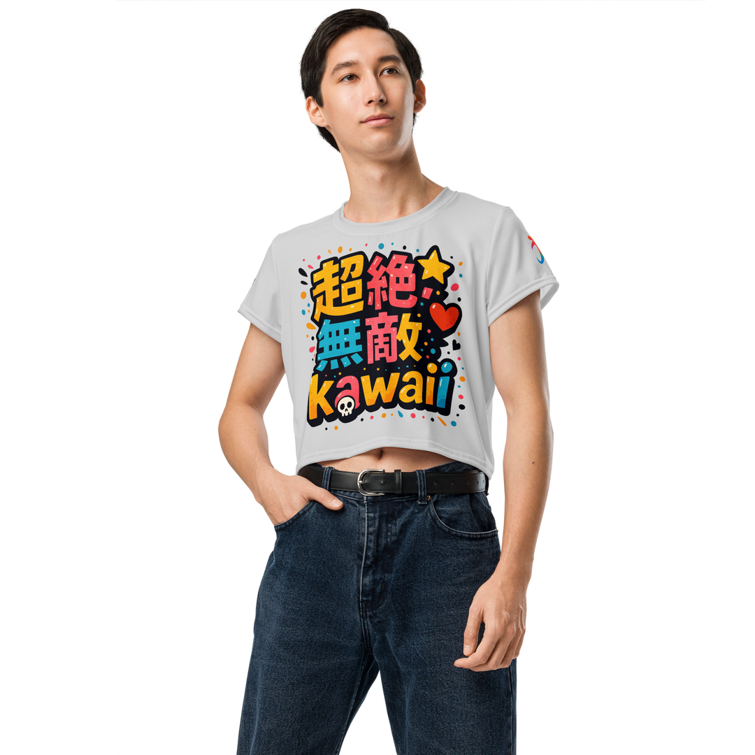 超絶無敵KAWAii 01 CROP TEE-やさしさ最強バージョン-ライトグレー