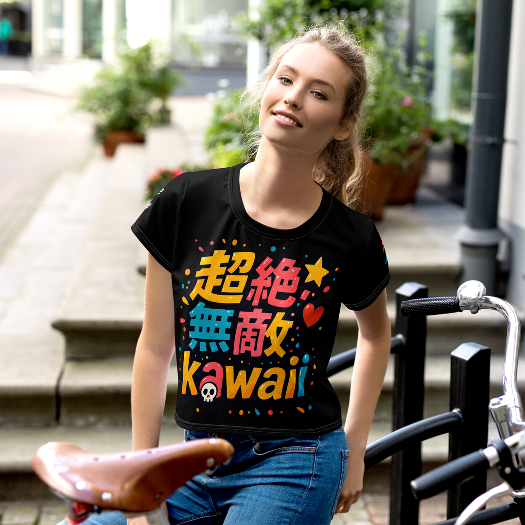 超絶無敵KAWAii 01 CROP TEE-やさしさ最強バージョン-ブラック