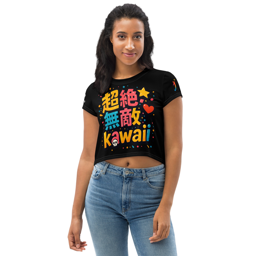 超絶無敵KAWAii 01 CROP TEE-やさしさ最強バージョン-ブラック