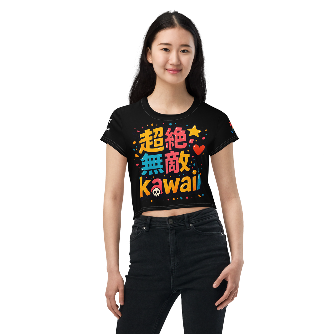 超絶無敵KAWAii 01 CROP TEE-やさしさ最強バージョン-ブラック