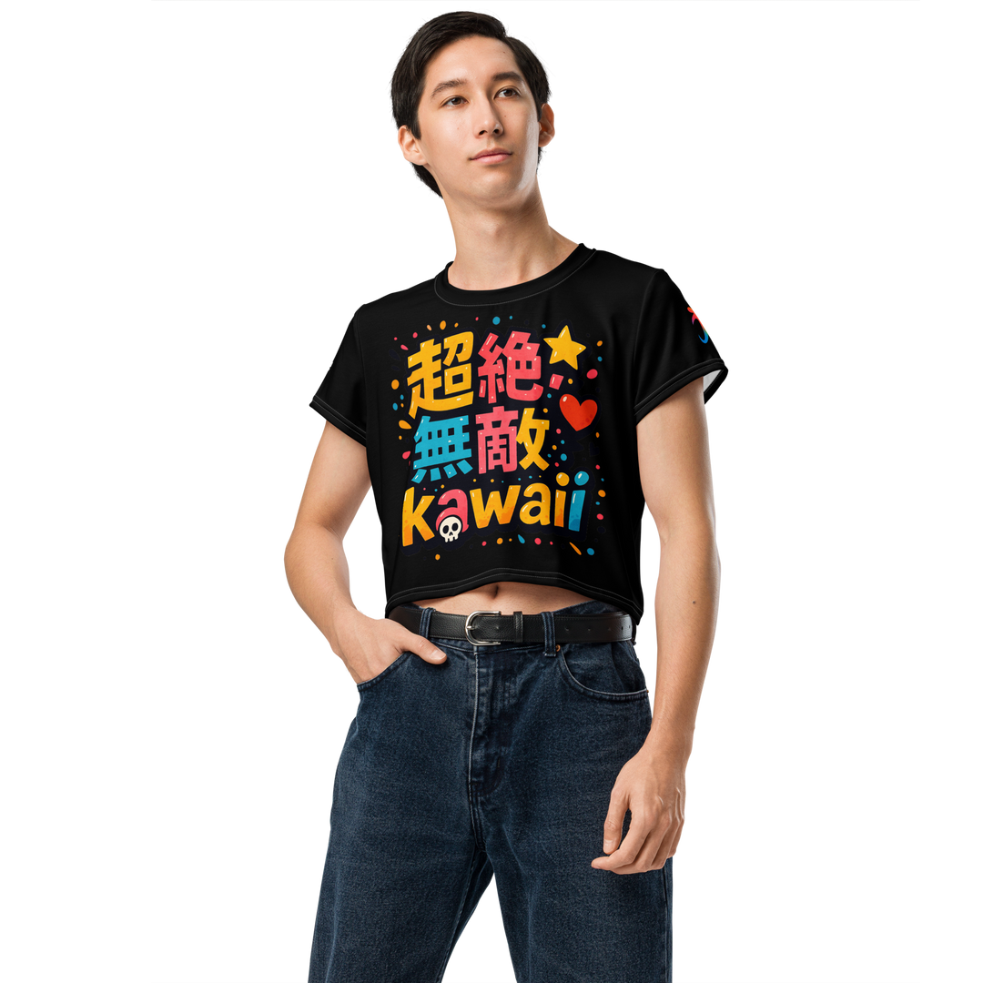 超絶無敵KAWAii 01 CROP TEE-やさしさ最強バージョン-ブラック