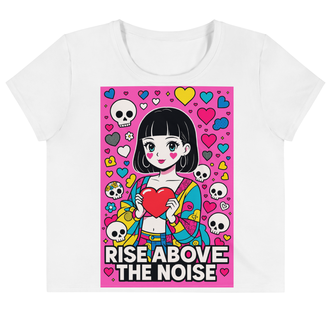 RISE ABOVE 04 – White Crop Tee