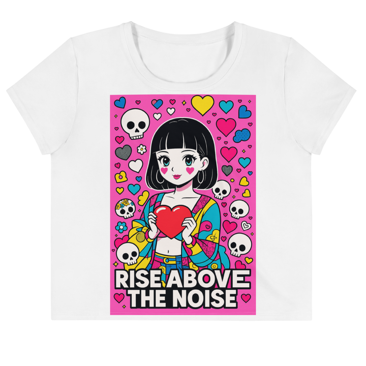 RISE ABOVE 04 – White Crop Tee