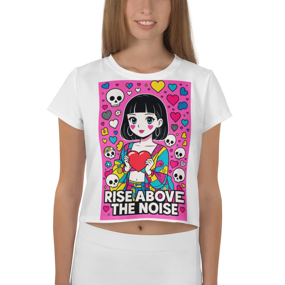 RISE ABOVE 04 – White Crop Tee