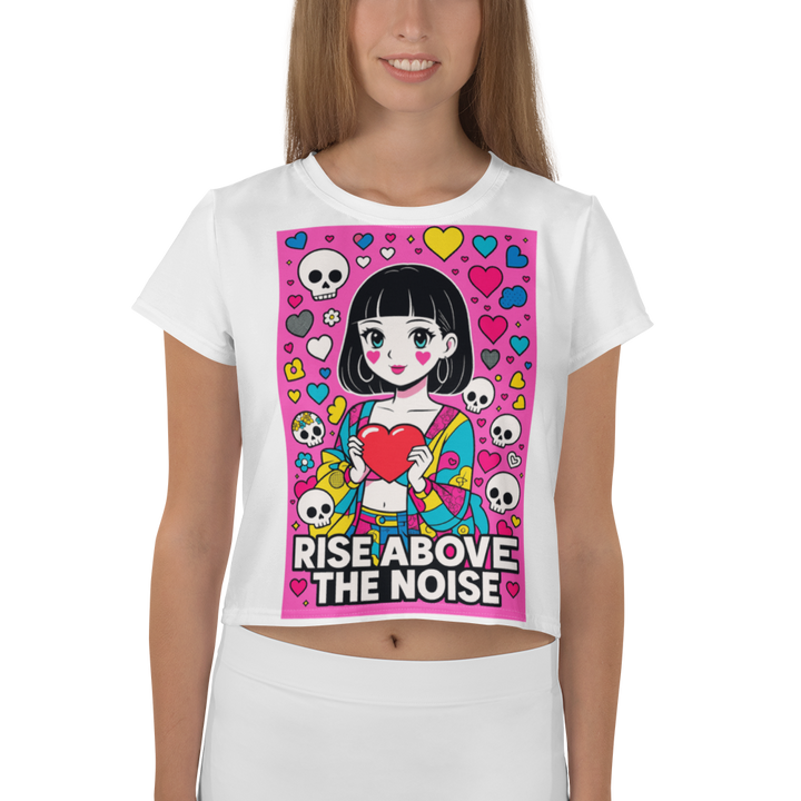 RISE ABOVE 04 – White Crop Tee
