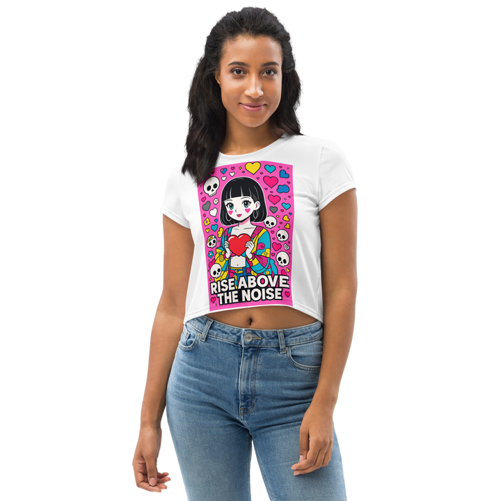 RISE ABOVE 04 – White Crop Tee