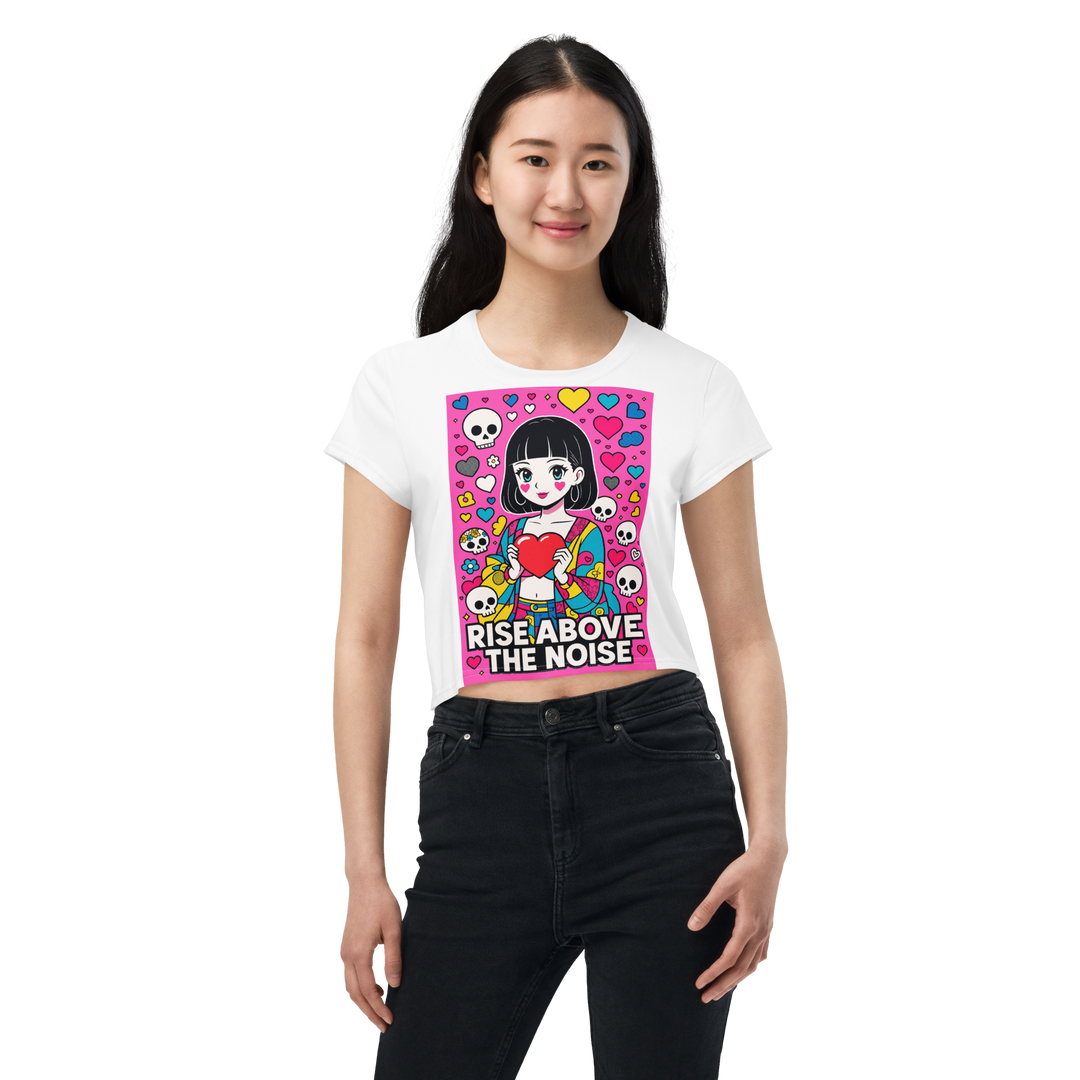 RISE ABOVE 04 – White Crop Tee