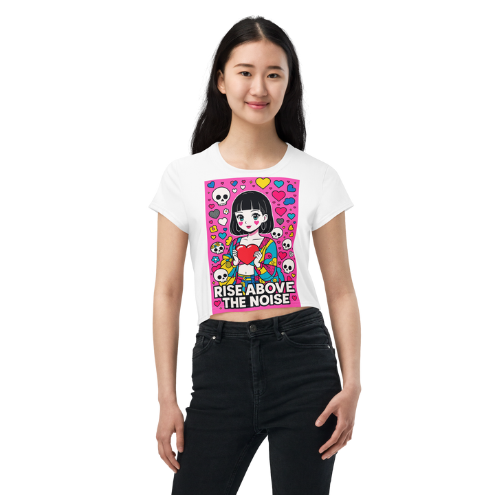 RISE ABOVE 04 – White Crop Tee