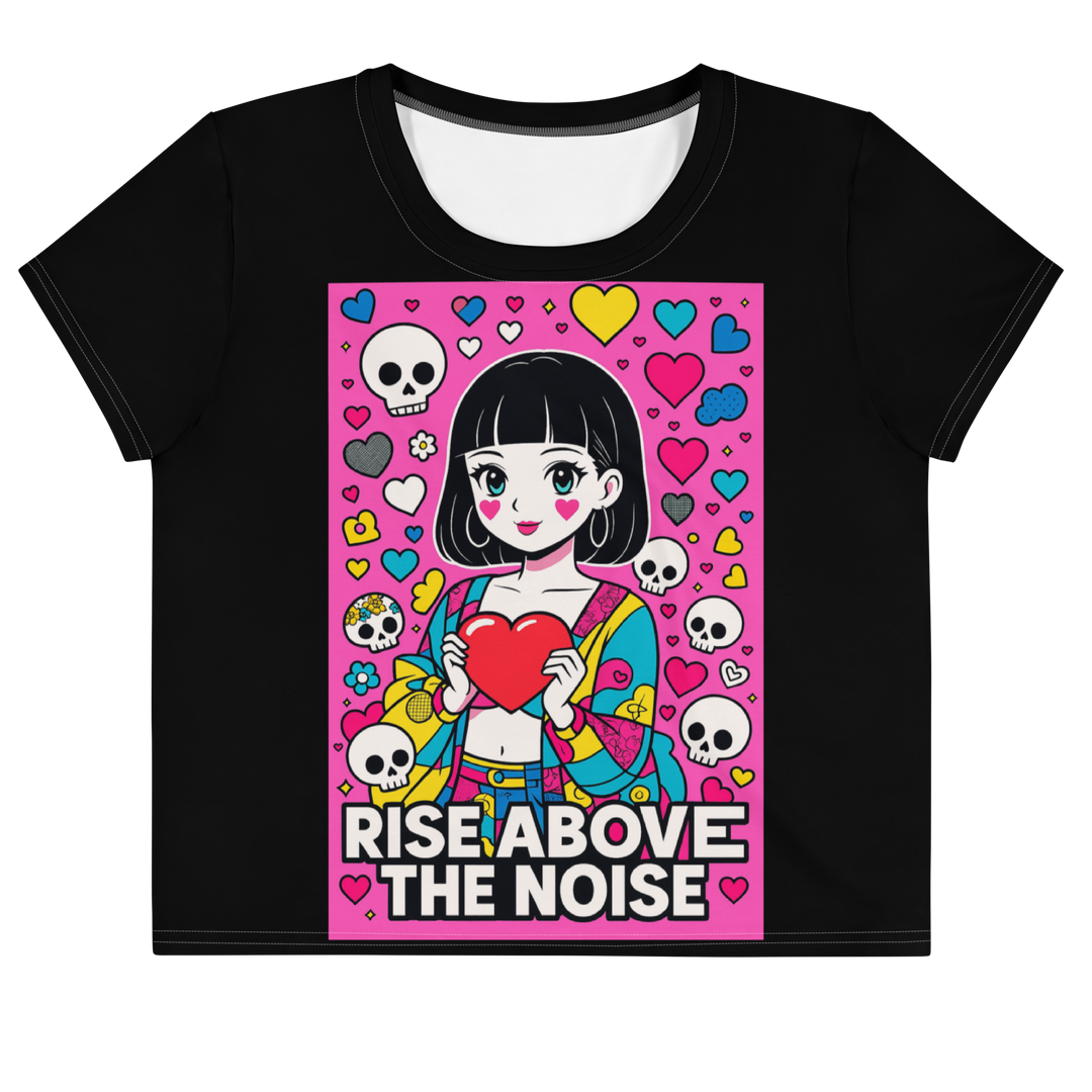 RISE ABOVE 06 – Black Crop Tee