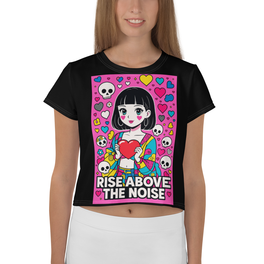 RISE ABOVE 06 – Black Crop Tee