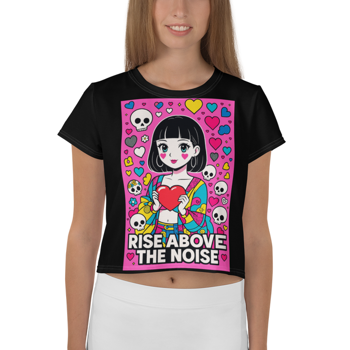 RISE ABOVE 06 – Black Crop Tee
