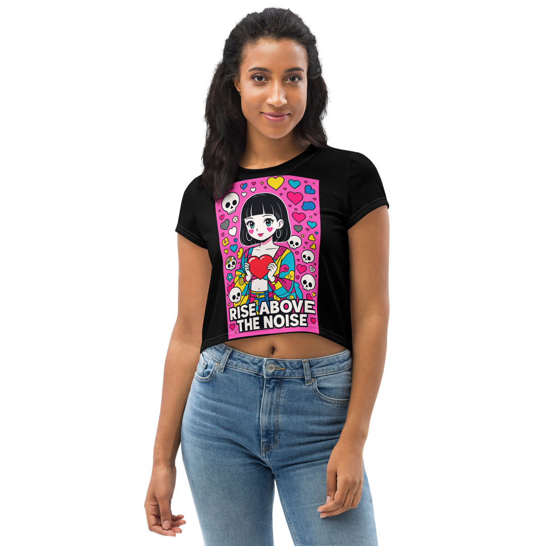RISE ABOVE 06 – Black Crop Tee