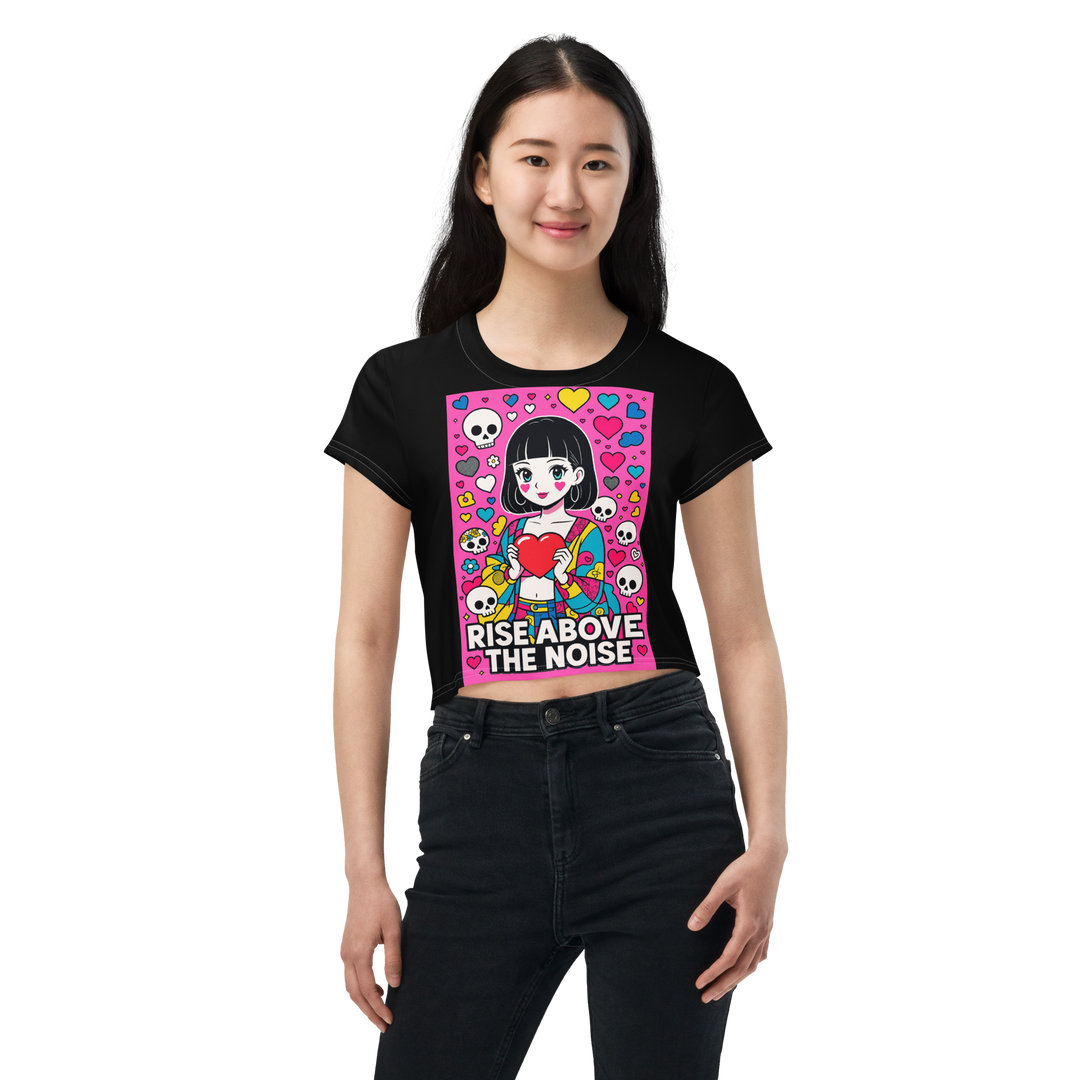 RISE ABOVE 06 – Black Crop Tee