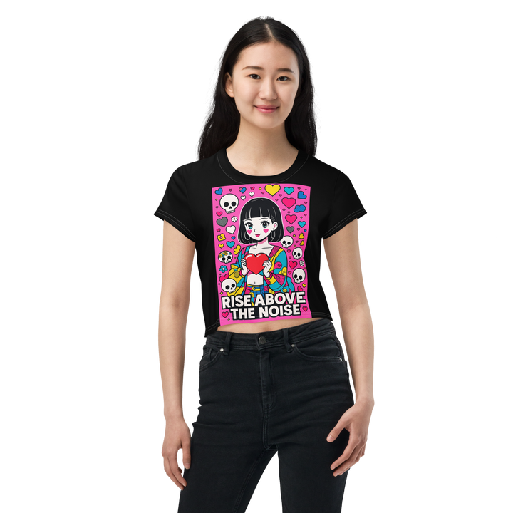 RISE ABOVE 06 – Black Crop Tee