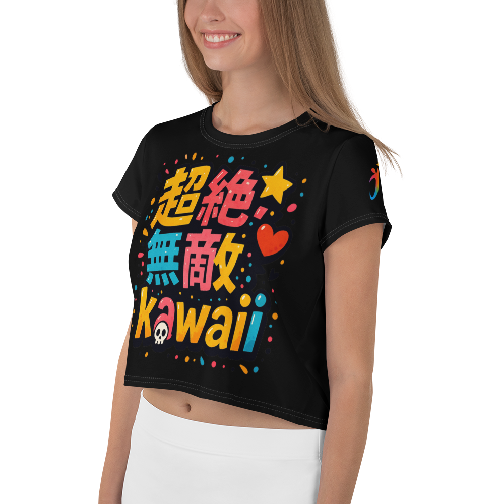 超絶無敵KAWAii 01 CROP TEE-やさしさ最強バージョン-ブラック
