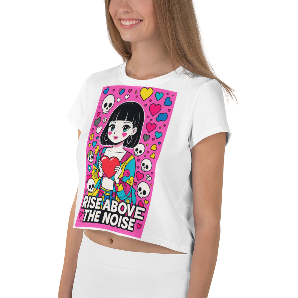 RISE ABOVE 04 – White Crop Tee