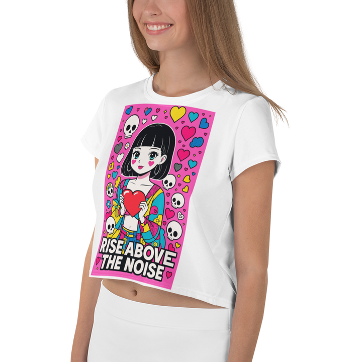 RISE ABOVE 04 – White Crop Tee