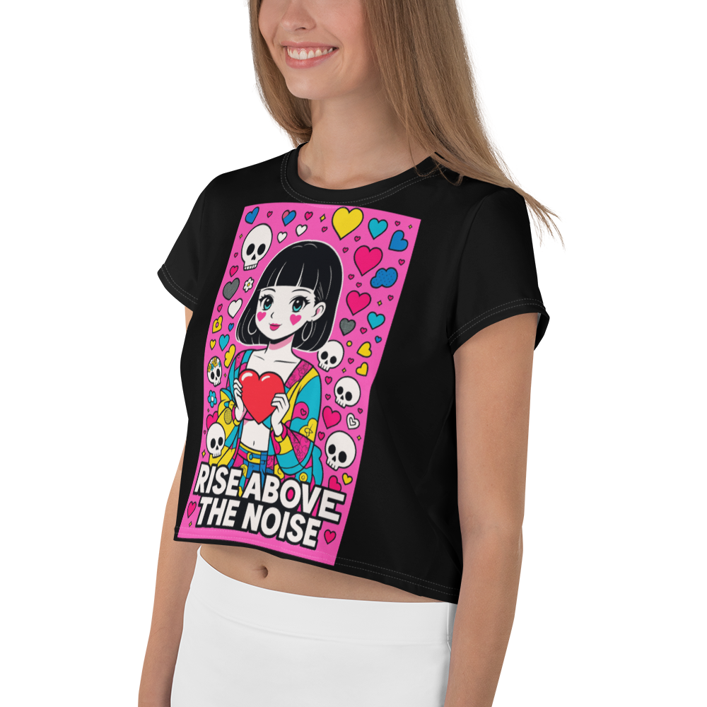 RISE ABOVE 06 – Black Crop Tee