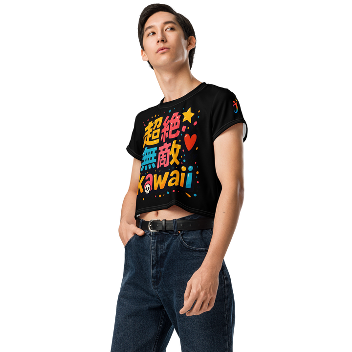 超絶無敵KAWAii 01 CROP TEE-やさしさ最強バージョン-ブラック
