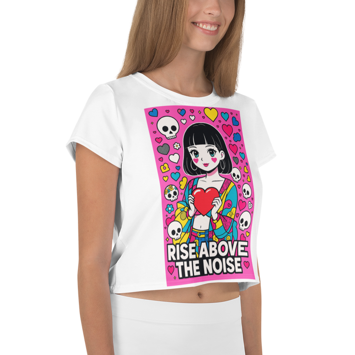 RISE ABOVE 04 – White Crop Tee