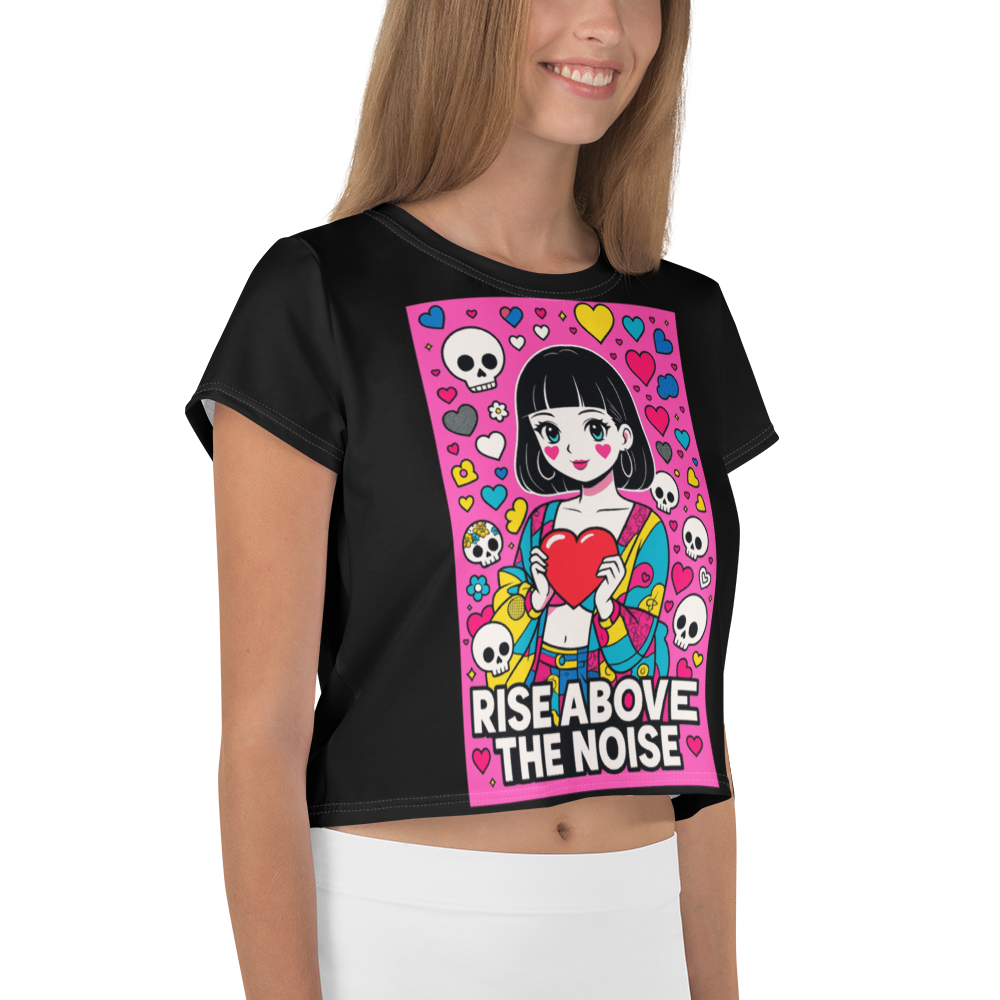 RISE ABOVE 06 – Black Crop Tee