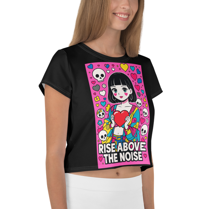 RISE ABOVE 06 – Black Crop Tee