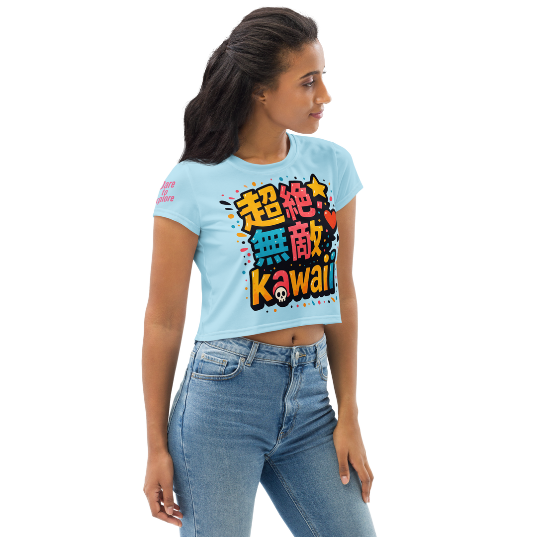 超絶無敵KAWAii 01 CROP TEE-やさしさ最強バージョン-スカイブルー