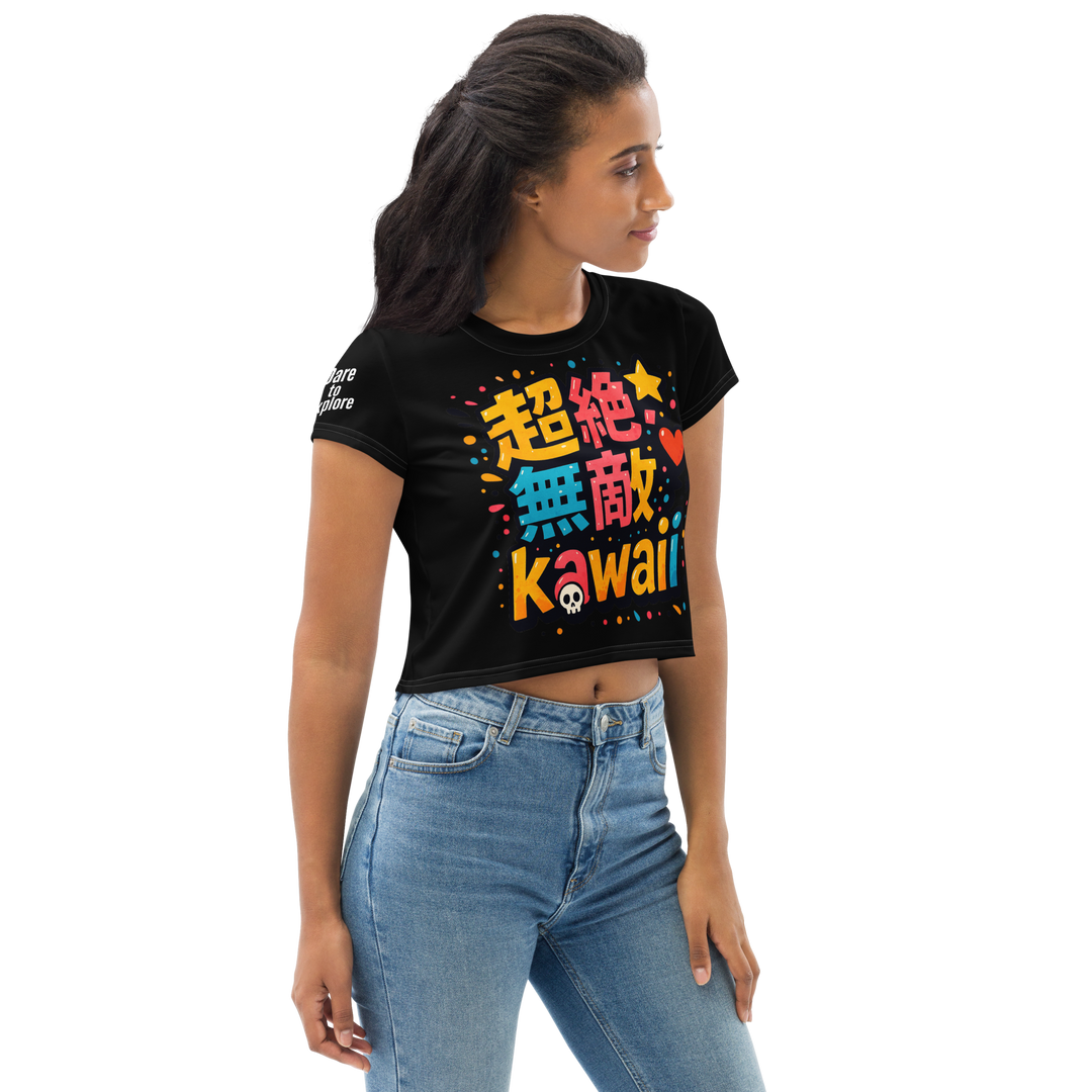 超絶無敵KAWAii 01 CROP TEE-やさしさ最強バージョン-ブラック