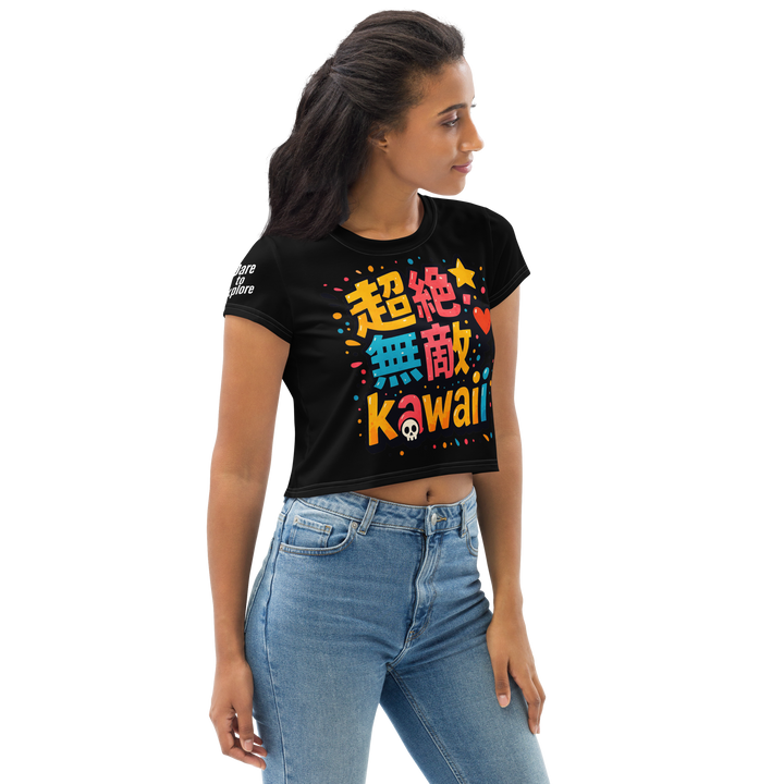 超絶無敵KAWAii 01 CROP TEE-やさしさ最強バージョン-ブラック