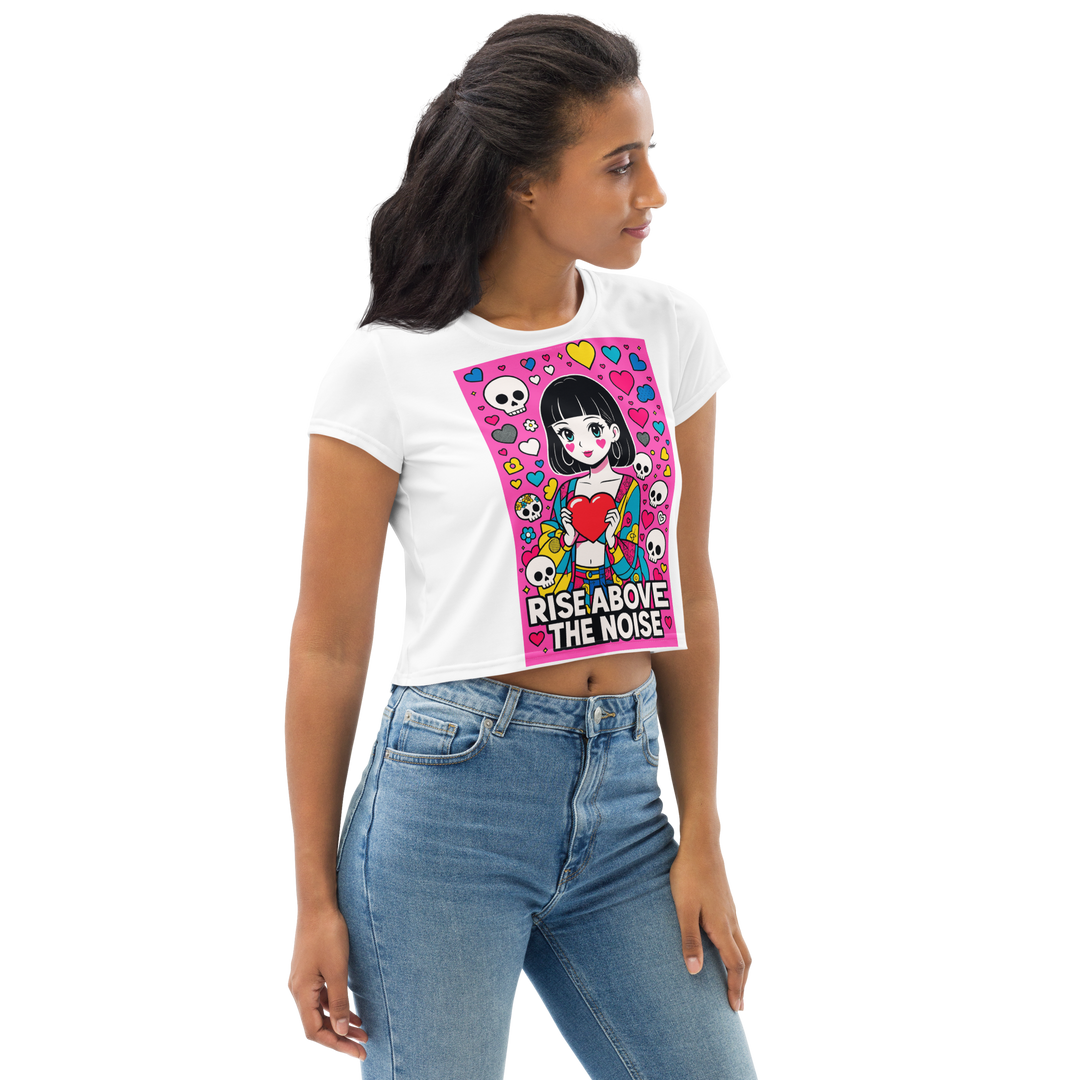 RISE ABOVE 04 – White Crop Tee