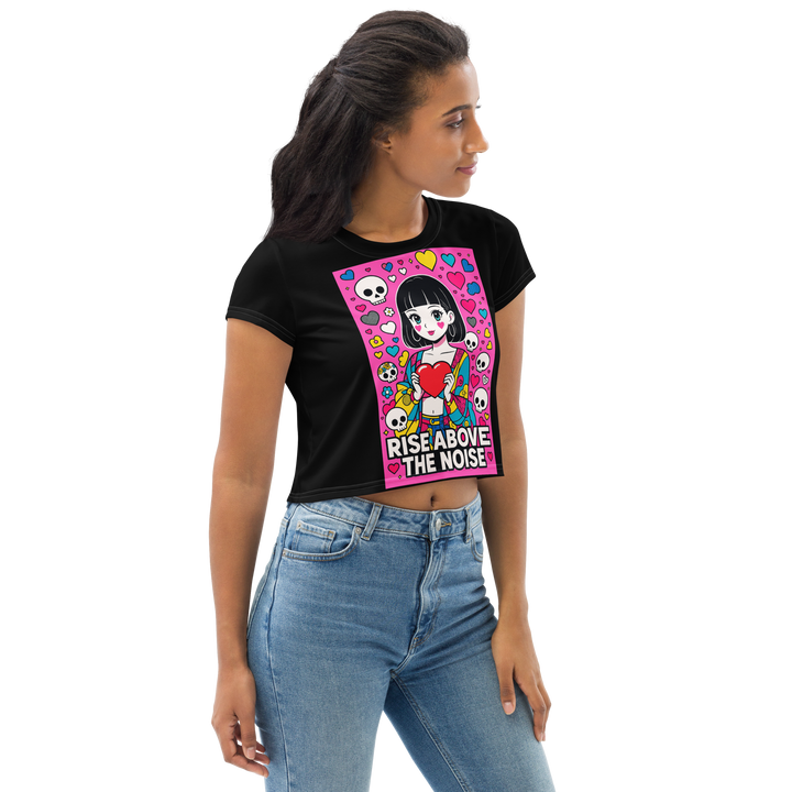 RISE ABOVE 06 – Black Crop Tee