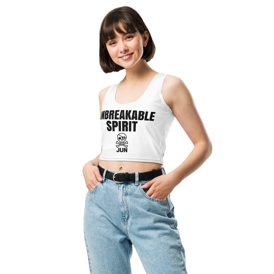 UNBREAKABLE SPIRIT 01 – JUN Crop Tank Top [White]