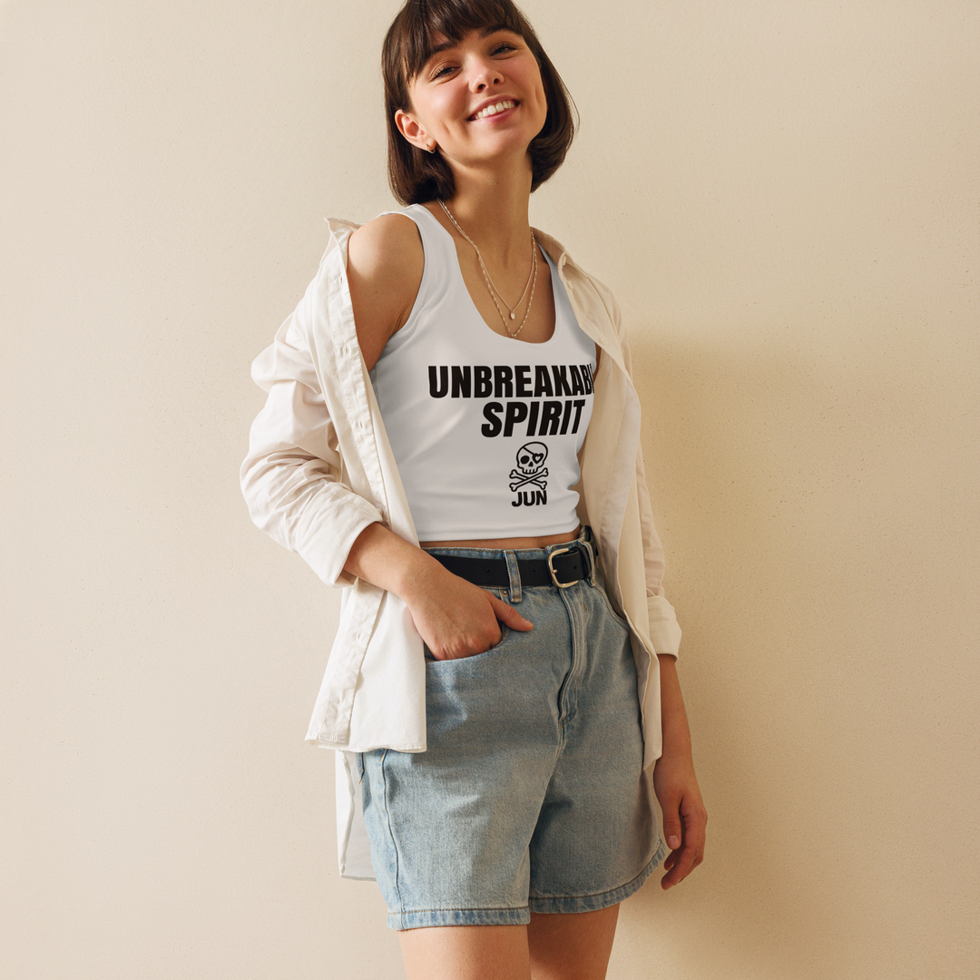 UNBREAKABLE SPIRIT 01 – JUN Crop Tank Top [White]